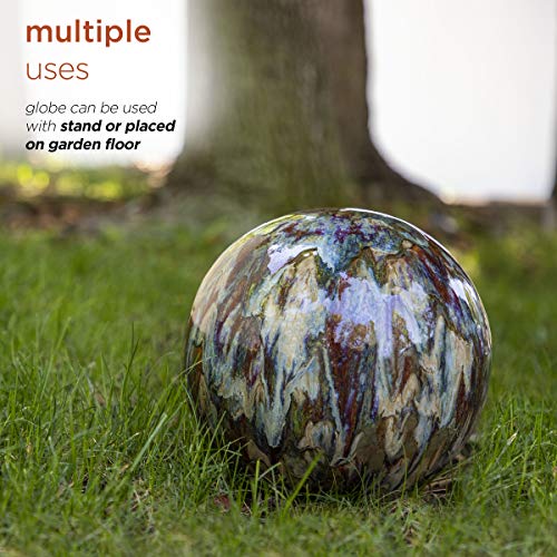 Alpine Corporation 10" Tall Indoor/Outdoor Glazed Ceramic Gazing Globe Yard Decoration(Color May Vary) #TOP5