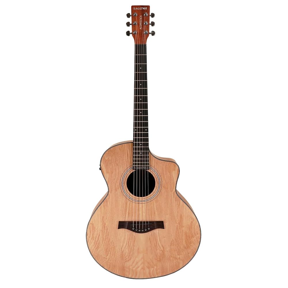 Kadence A06EQ-N Acoustica 40" Electro Acoustic Guitar | Grand Auditorium Cutaway | Ash Wood | Built-in Pickup + 2 Band EQ | Comes with Bag | Includes Learning Course | Natural