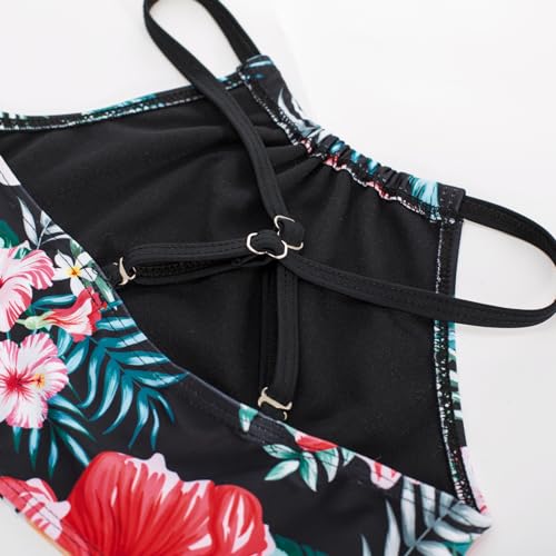 Image of GRACE KARIN Girls Swimsuit Tankini Set Rash Guard Long Sleeve Swimsuit 4 Piece Bathing Suit Swimwear 5-14Y