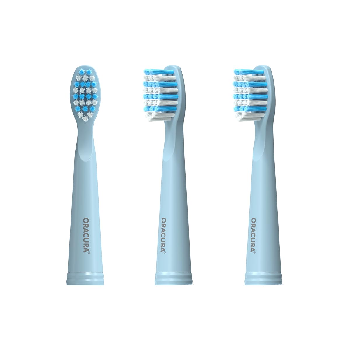 ORACURA® Sonic Electric Toothbrush Heads for SB100 & SB200 (Blue, Pack of 3) – Soft DuPont Bristles, Flexible Design, Prevents Tooth Abrasion, Thorough Cleaning