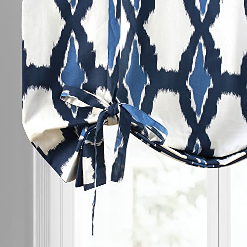 Image of HPD Half Price Drapes Room Darkening Tie Up Curtains 46 X 63 Inch Sorong Printed Cotton Window Roll Up Balloon Curtain for Living Room, Kitchen PRTW-TUD22D-63 (1 Panel), Sorong Royal