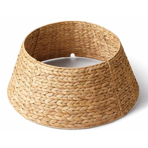Voplintra 28in Large Christmas Tree Collar - Woven Hyacinth Tree Collars for Artificial Trees - Rattan Rustic Farmhouse Basket for Tree Base Cover with Cord Cut-Out for 6ft 7.5ft Tree (Natural) by Voplintra - Used condition - US$23.67