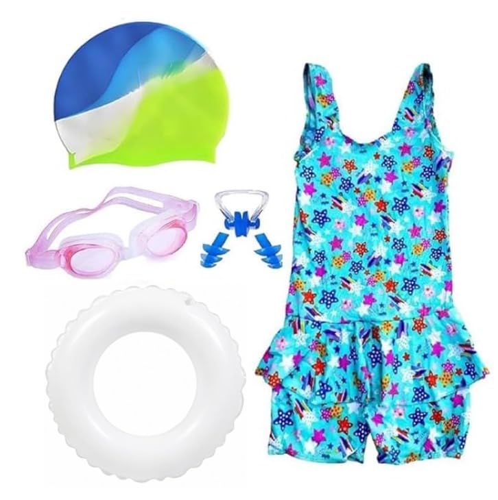 RAR SPORTS Premium Girls Swimming Combo Set | Includes Swimsuit, Goggles, Swim Ring, Cap, Ear Plugs & Nose Clip | All-in-One Kids Swimming Kit for Comfort, Safety & Fun – Color May Vary-picture-21