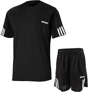 Fiohiros Kids Football Jersey Set Sports Clothing, Quick-Drying Sports Apparel for Kids, Childrens Football Jersey Set Tra...