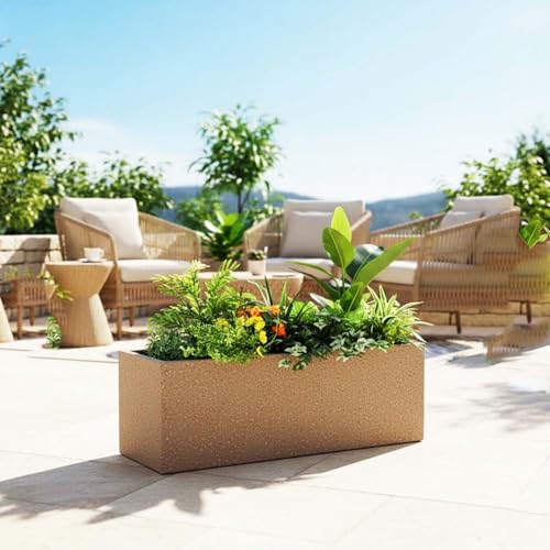 Image of Amazon Brand - Umi Recta R (21X8) Inch Rectangle Pots for Planter & Flowers Big Size Gamla - Lightweight, Durable Outdoor & Indoor Planters, Perfect for Balcony & Terrace Gardens (Brown)