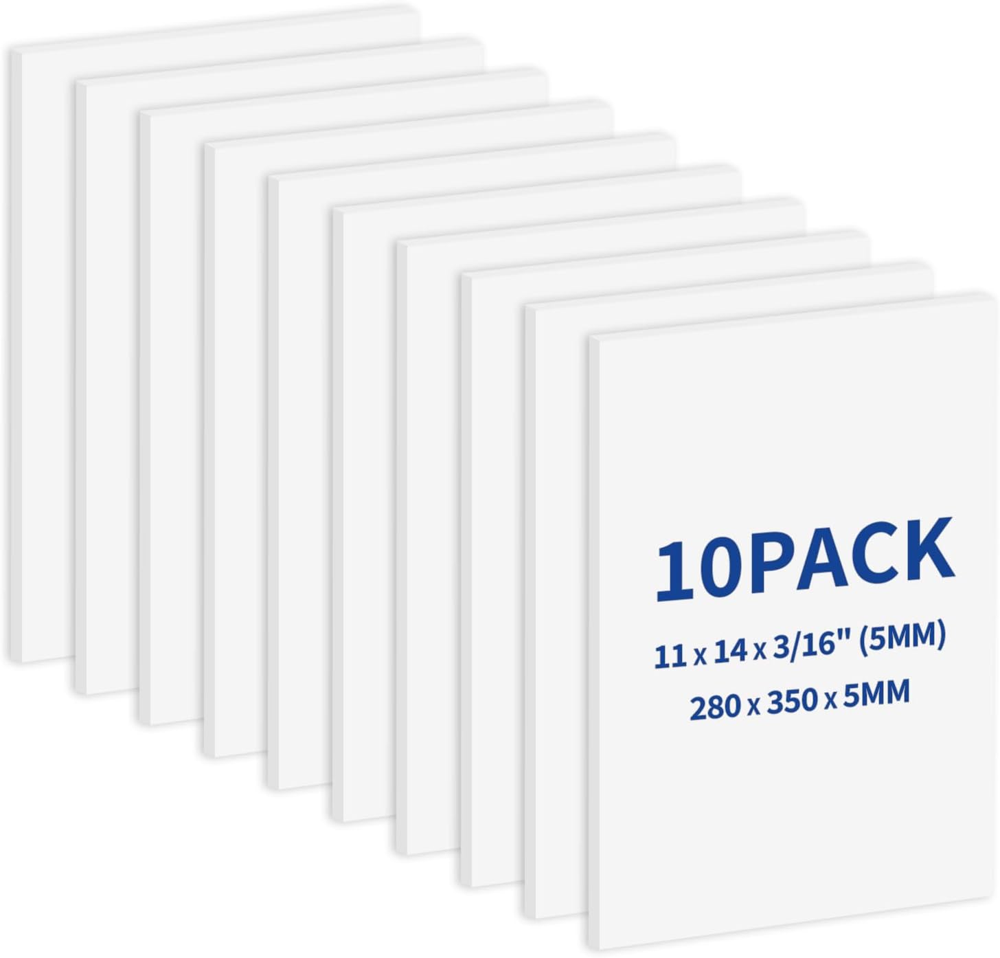 Zzrywuty 10 Pack Foam Boards 11" x 14", 5mm Thickness Styrofoam Core for Crafts, White Poster Vision Presentation Mat Board