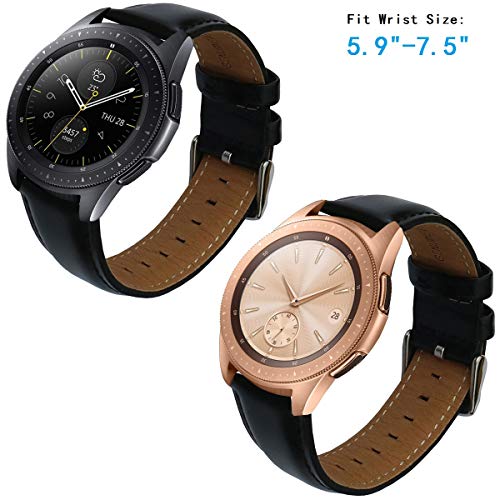 Otopo For Galaxy Watch 4/6 Classic Bands 47Mm 46Mm 43Mm 42Mm,Watch 4/5/6 Band 40 44Mm/Garmin Vivoactive 3 Bands, 20Mm Quick Release Luxury Genuine Leather Strap Replacement For Men Women - Black #TOP2