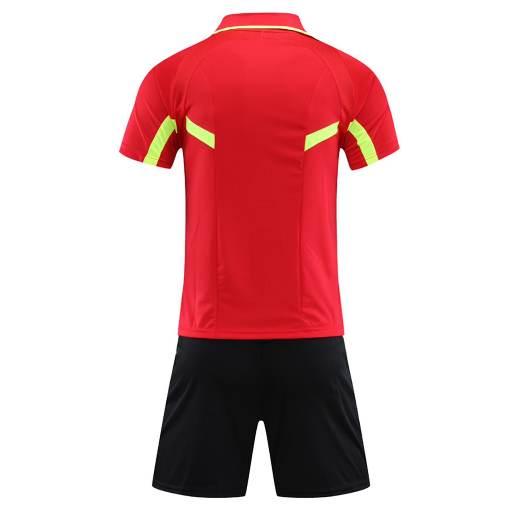 Vxuxlje Maglia Arbitro Uomo Colletto Rovesciato Maniche Corte Maglia Arbitro Calcio Completo E Pantaloncini con Tasche