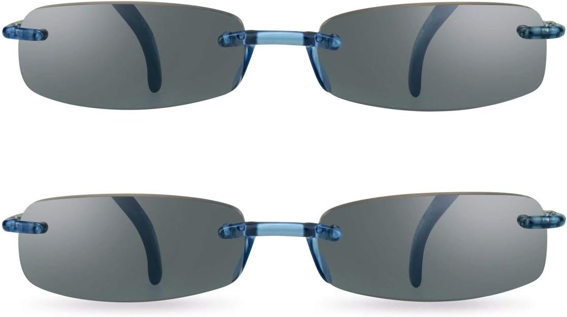 proSPORT 2 Pairs Reading Sunglasses Tinted Sun Readers Rimless Men Women Light