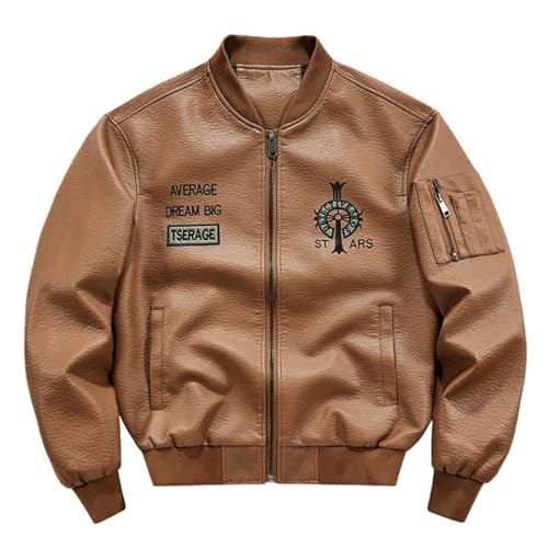 Chaqueta Biker para Hombre Cuero Sintético Café miniatura 1
