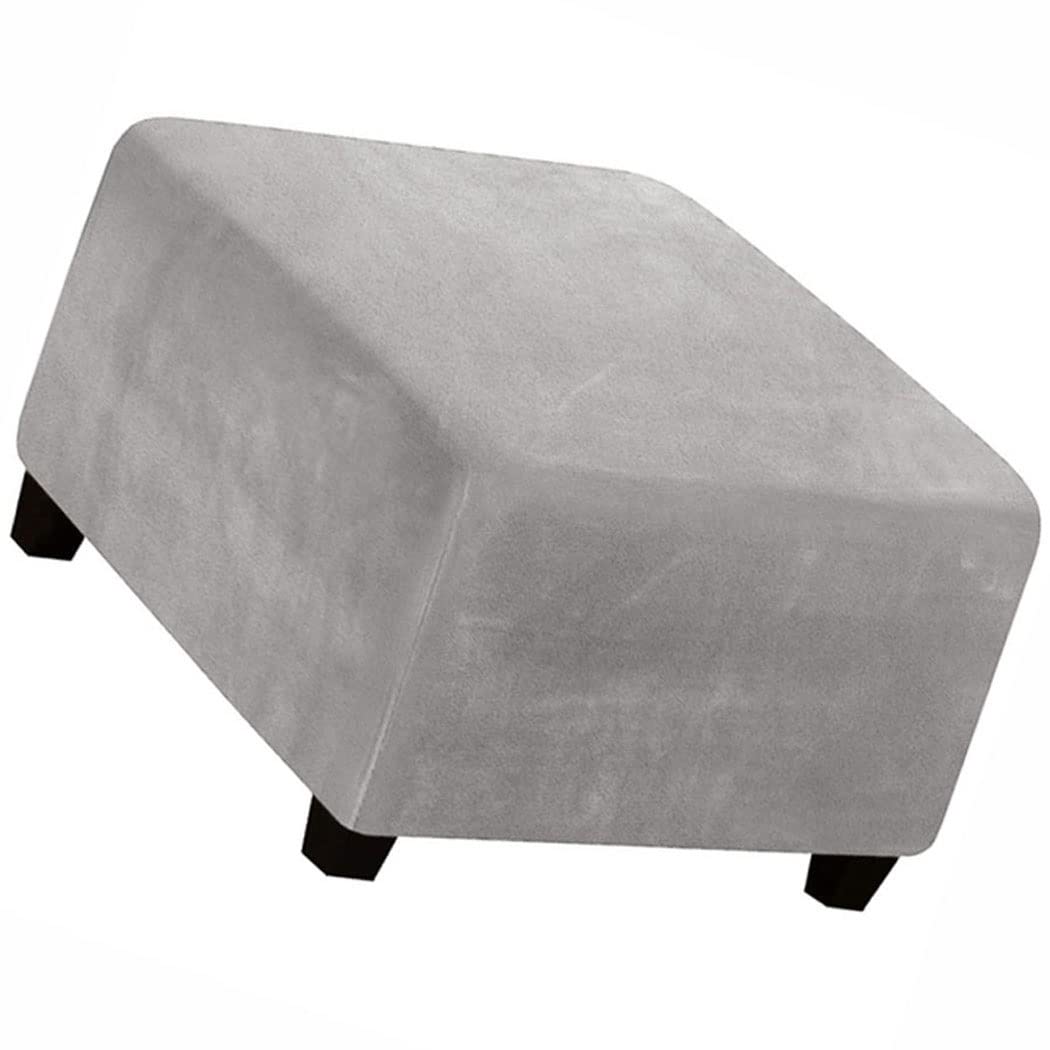 Zzdzw Light Gray Square Ottoman Slipcover Velvet Small/Medium/Large Stretch Ottoman Cover Slipcover For Wingback Chair Stool Protector Cover/Sofa Leather Storage Footstool (Color : Size : 33-45Cm)