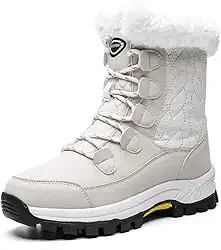 Bigfanshu Botas femininas para neve ao ar livre caminhada casual pele plus veludo