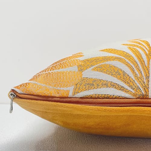 Tennove Cushion Covers 40x40cm Cotton Linen & Velvet Soft Throw Pillow Covers Set of 2 Decorative Tropic Leaf Pattern Square Cushion Cases Pillowcases for Couch Sofa Home Décor - Image 4