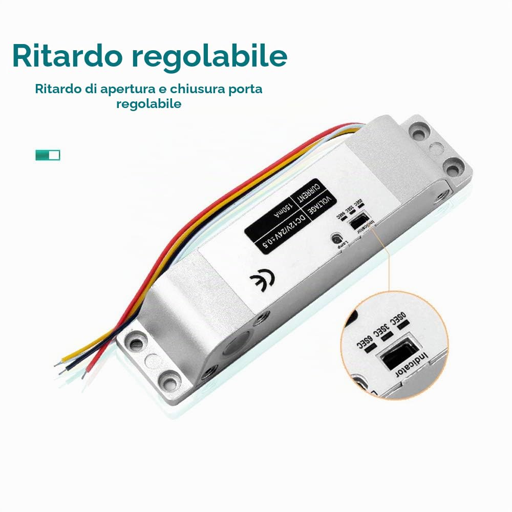 Serratura elettronica Serratura a catenaccio con ritardo di tempo DC 12V Fail Safe con ritardo di tempo per il sistema di controllo accessi alla porta