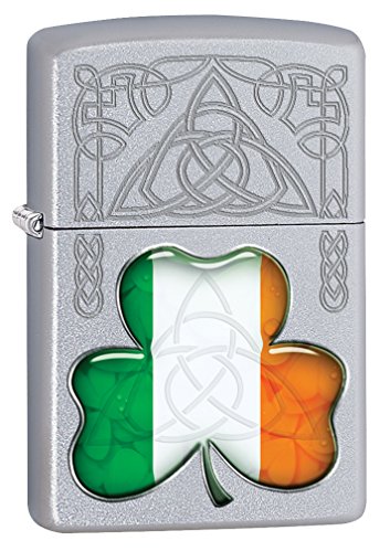 Encendedor Zippo con bandera de Irlanda Satin Chrome miniatura 1