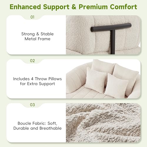 Sillón boneless boucle beige cómodo plegable miniatura 7