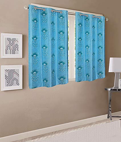 Image of Queenzliving Secret Linen Curtain, Window 5 feet- Pack of 2, Sky Blue
