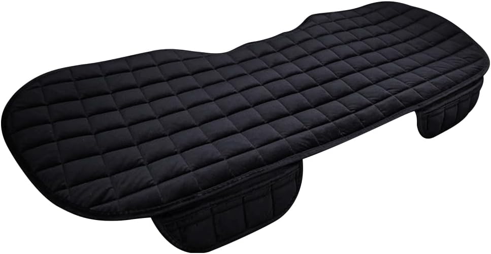 Universal Car Seat Cover Quilted Car Cushions Pads Flocking Cloth Car Seat Protector Interior Accessories,Black Rear Seat