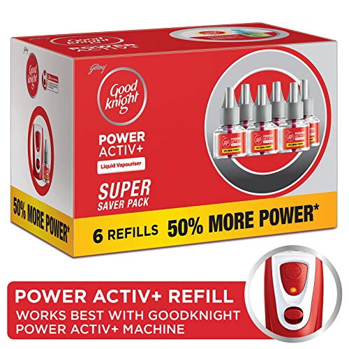 Good Knight Power Activ+ Liquid Vaporiser Pack Of 6 (45ml Each) | 2x Faster Than Before | Mosquito Repellent Refill | India s Most Powerful Liquid Vaporizer