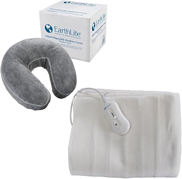EARTHLITE Professional Massage Bundle Bodyworkers Choice Heating Pad 30 x 71 with 3 Heat Settings & 50-Pack Fitted Disposable Face Cradle Covers for Massage Tables and Chairs