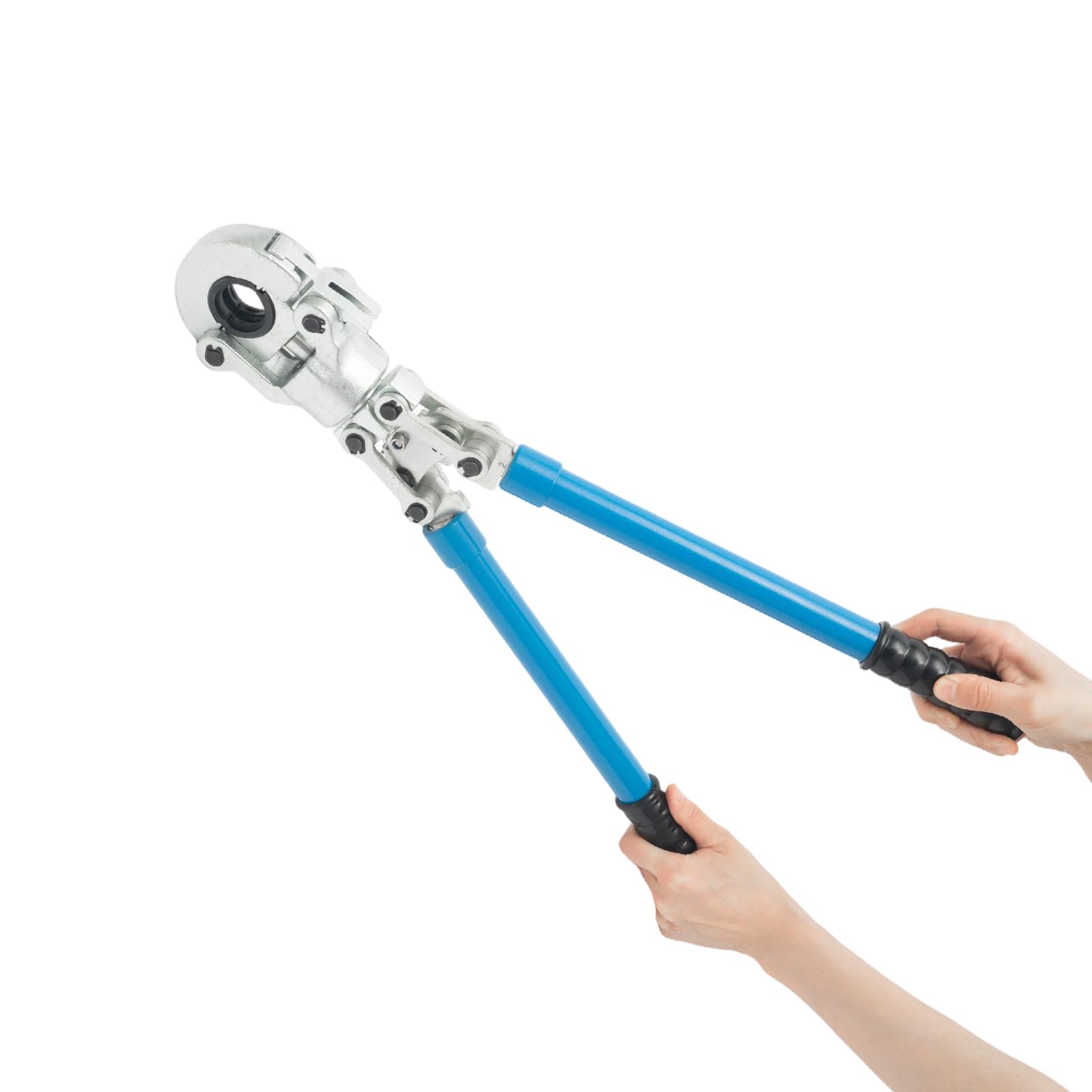 Pinza meccanica, 6 tonnellate, set da 9 pezzi, con 9 ganasce a pressione, testa girevole a 360°, manico telescopico per tubo in rame, tubo composito PEX, tubo in alluminio, set di valigetta degli