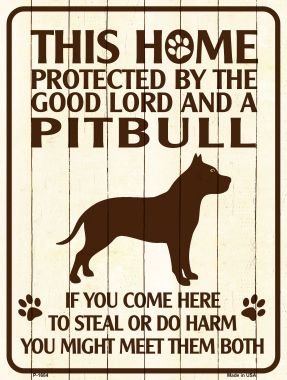 Smart Blonde This Home Protected by A Pitbull Parking Sign Metal Novelty P-1684