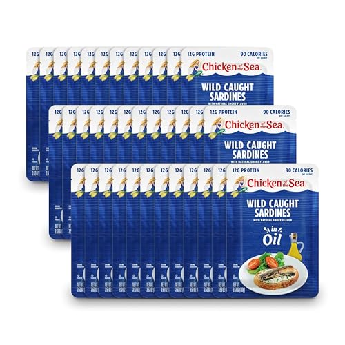 Chicken of the Sea Sardines in Oil, 3.53 oz. Packets (Pack of 36), Wild Caught Sardines