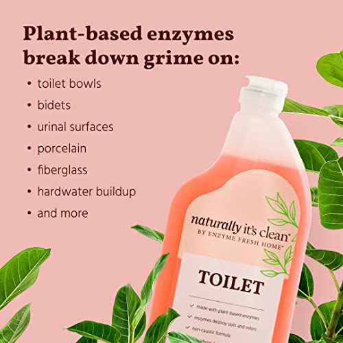 Naturally It's Clean Toilet Cleaner, Cleans Toilet Bowls, Bidets, Urinal Surfaces, Porcelain, Fiberglass And Hardwater Buildup, Plant-Based Enzyme 24Oz Spray - Pack Of 2 #TOP3