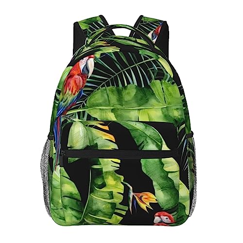 Sac à dos imprimé Toucan décontracté Noir de taille unique
