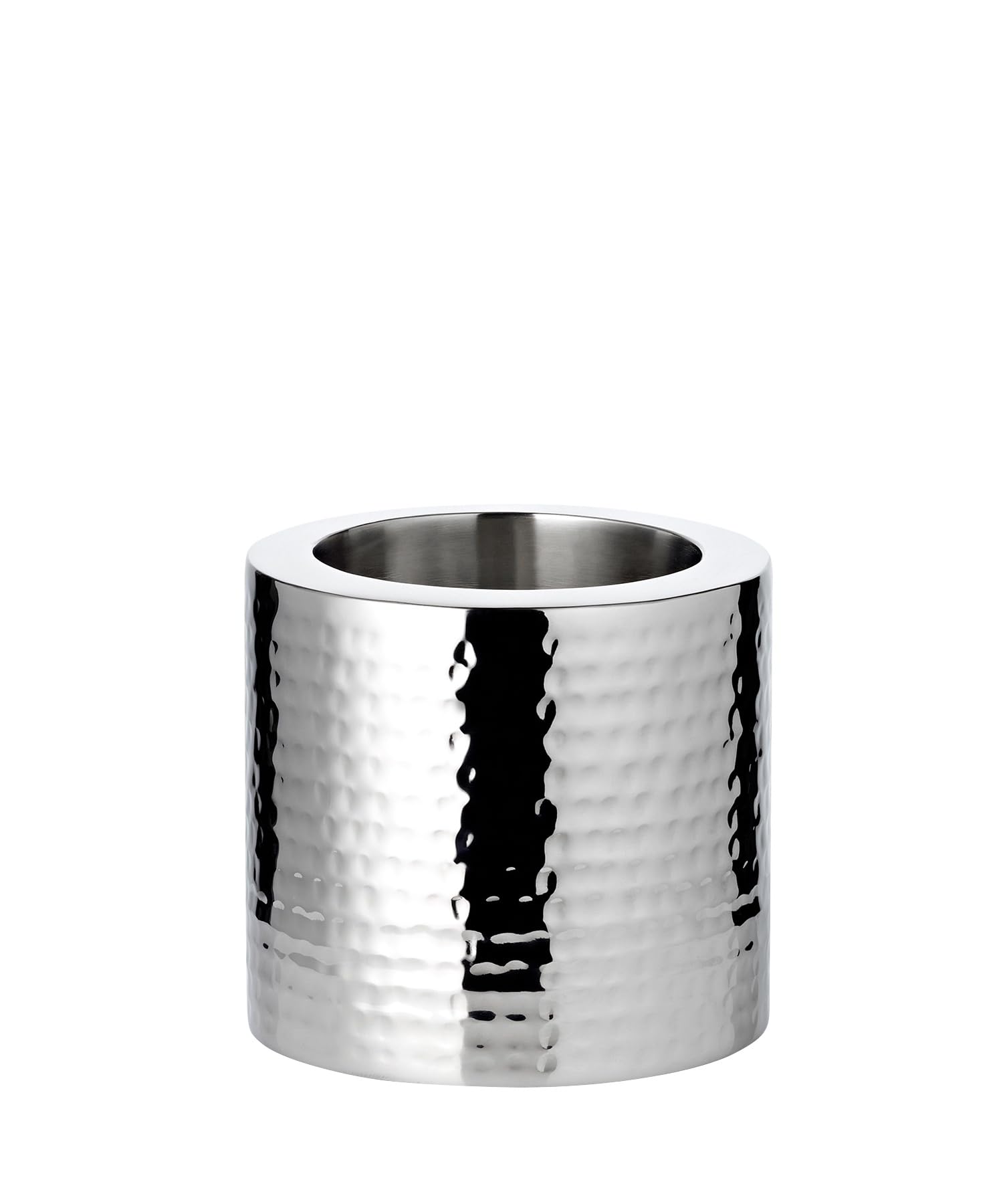 EDZARD Portacandela antivento Cosmo, vetro scuro, in acciaio inox martellato, lucidato, perfetto per maxi lumini (altezza 18 cm)