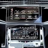 KIMCARLEY 2PCS Screen Protector for 2020-2025 Audi Q7 Q8 10.1-Inch Upper & 8.6-Inch Lower Screen, [9H Hardness Anti-scratch & No Glare], Tempered Glass Screen Cover for Audi Q7 Q8 Accessories