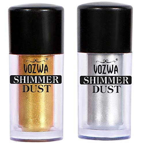 Vozwa Eyeshadow Shimmer Dust, Shimmery Finish (Golden & Silver, 10g)-image-38