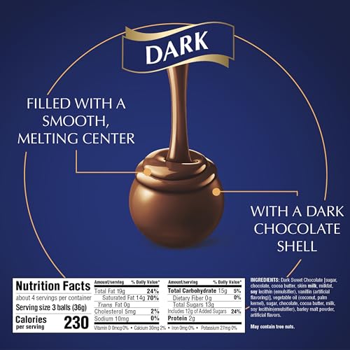 Image of Lindt LINDOR Dark Chocolate Truffles, Dark Chocolate Candy with Smooth, Melting Truffle Center, 5.1 oz. Bag