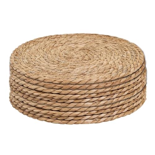 Natural Woven Seagrass Placemats, Round Braided...