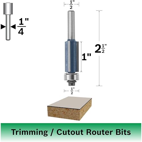 Miniatura 5 de BOSCH 85216M Broca de corte empotrado de 3 flautas con punta de carburo de 1/2 pulgada x 1 pulgada