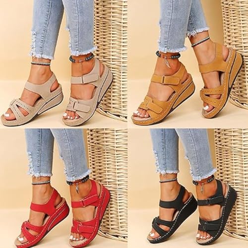 Soft & Stylish Wedge Sandals for Effortless Comfort, Women Orthopedic Sandals Open Toe Ankle Strap Arch Support4