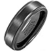 MNH Tungsten Carbide Black Men's Wedding Band Brushed Matte Finish Polished Edge Engagement Ring, 10.5