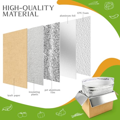 Image of Convivium 2 Pack Insulated Shipping Boxes with Aluminum Foil Liner and 2 Foil Bags, Thermal Cooler Mailing Boxes for Hot & Frozen Food Delivery (2, 8 * 5 * 6 inches)