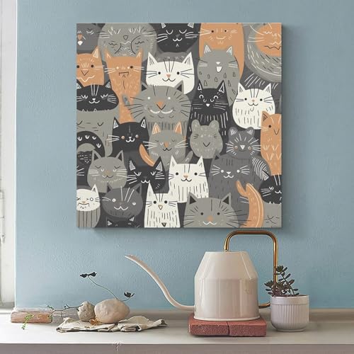 Toile murale abstraite de chat pour salon moderne et décoration de chambre zen - 3