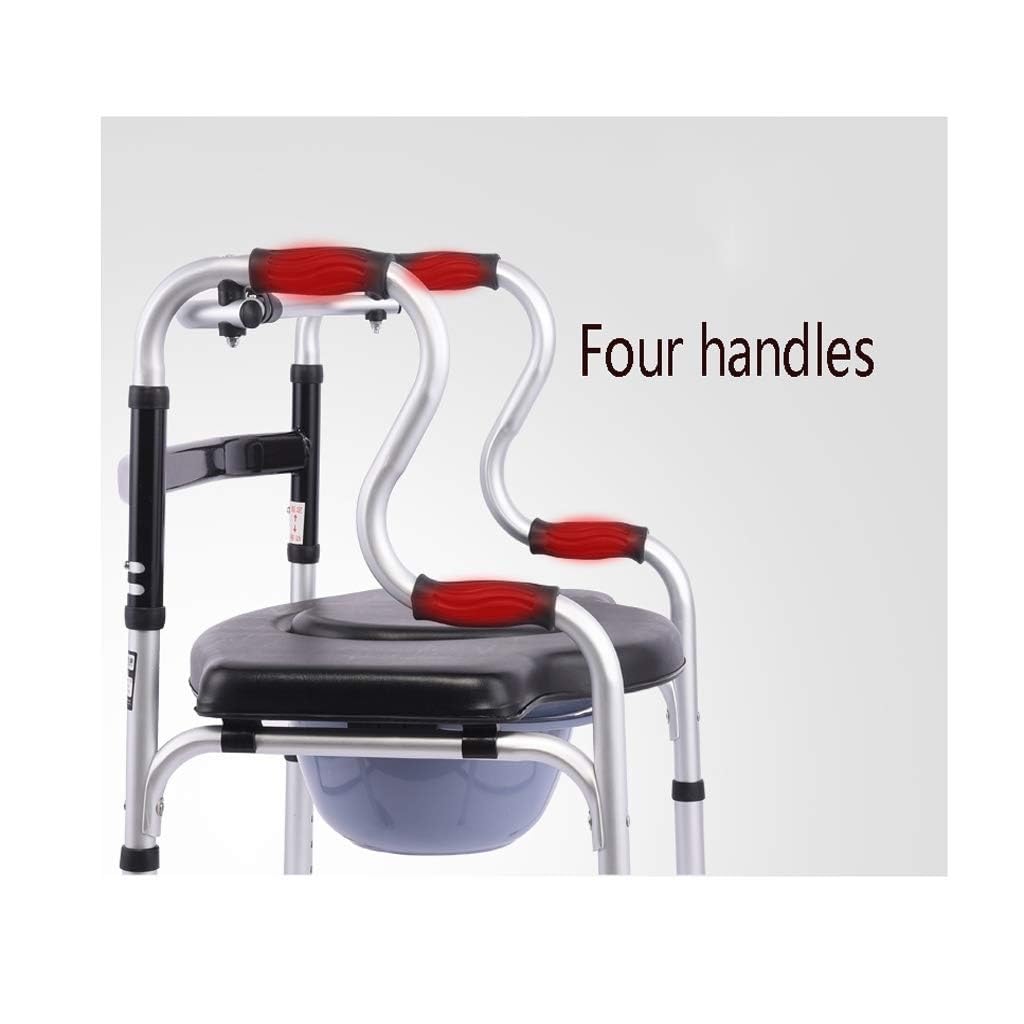 Andador Andador plegable for baño, con ruedas y orinal, ajustable en altura for personas mayores y adultos.