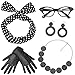 Produktbild Coucoland 50er Jahre Rockabilly Kostüm Accessoires Damen 1950s Zubehör Set Inklusive Polka Dots Bandana Haarband Ohrringe Handschuhe Katzenaugen Sonnenbrille Chiffon Schal (Schwarz - Stil 2)