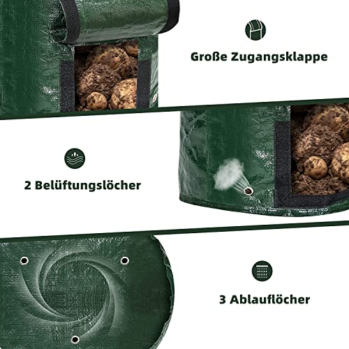 Foto von 4 X 45L Pflanzsack Kartoffel Pflanzsäcke Set, Pflanztaschen Kartoffeln Stofftopf für Draussen mit 4 Pflanzenschilder und Gartenhandschuhe, Tomaten Pflanzkübel Stofftopf Kartoffelsack