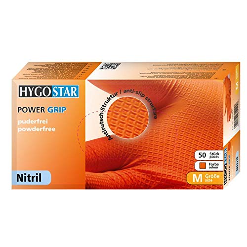 Rękawice Nitril Power Grip bez pudru pomarańczowe wyjątkowo mocna jakość XL Zawartość: 500 sztuk (10 x 50 sztuk/sztuki)