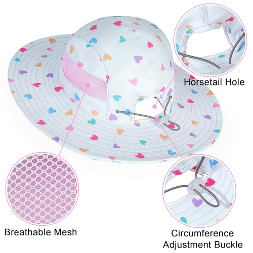 Image of Kids Sun Hat for Toddler Girls Unicorn Bucket Hats UV Protection Summer Hat for Kids Wide Brim Fishing Hat 2-8 Years