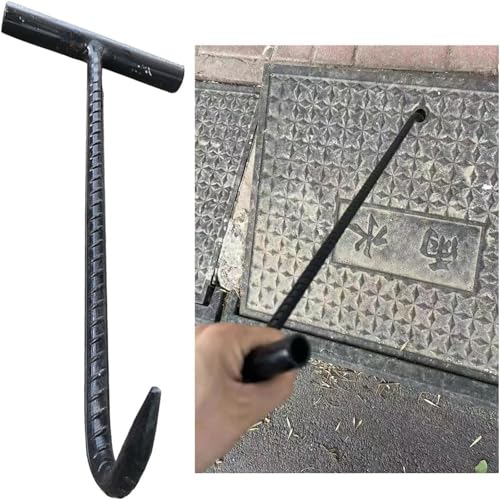 Gancho de tapa de alcantarillado T en acero de 10 mm para levantar rejillas de jardín