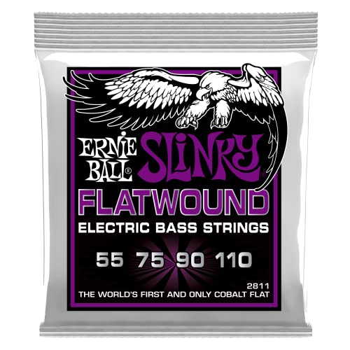 Ernie Ball Power Slinky Cordes à filet plat, pour basse électrique, calibre 55-110