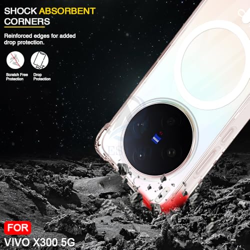 Image of AESTMO Clear Back Cover for Vivo X300 5G | | 360 Protection | Transparent Back Cover for Vivo X300 5G (PC + TPU, Compatible with MagSafe Accessories, Transparent Bumper)