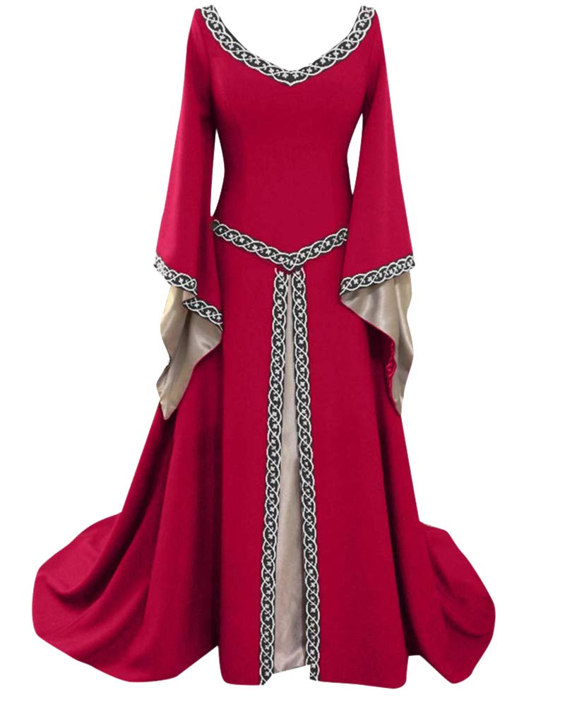 Disfraz Medieval para Mujer Vestido Manga Larga Bordado Renacentista Cosplay