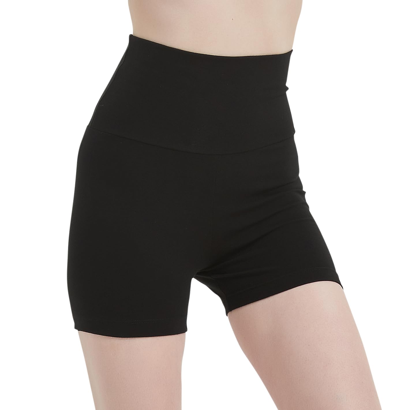 MC&LO High-Waist Cotton Spandex Yoga Shorts for Women - Sexy & Cute Gym Fitness, Dance & Workout Shorts Black