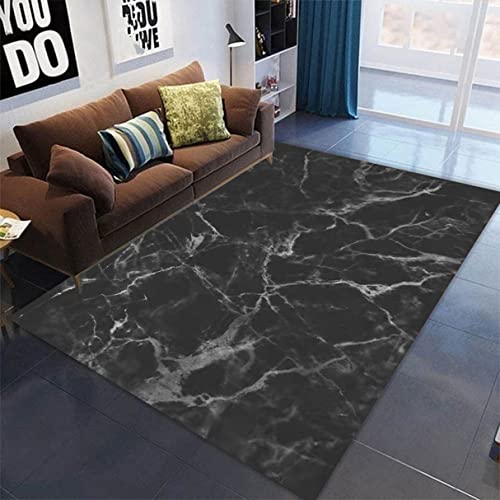 Xisnuient Alfombra Jaspeada 3D Negra Dorada Sala De Estar Antideslizante Alfombra Chico Juego Estera De La Silla Chica Habitación A Prueba De Polvo Alfombra Niño Gatear Carpet Cover